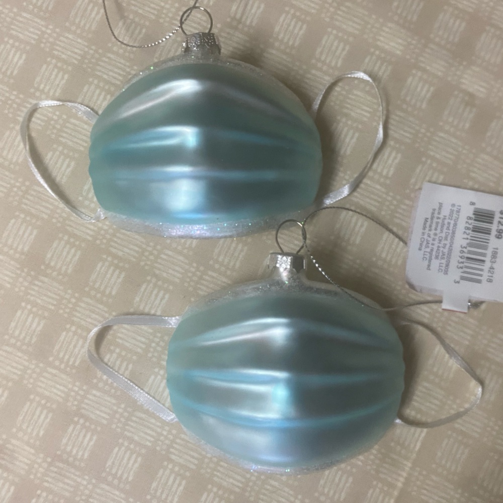 Blown Glass Face Mask Christmas Ornaments